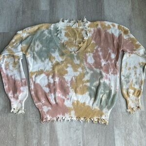 Fantastic Fawn Tie Dye Distressed Sweater
